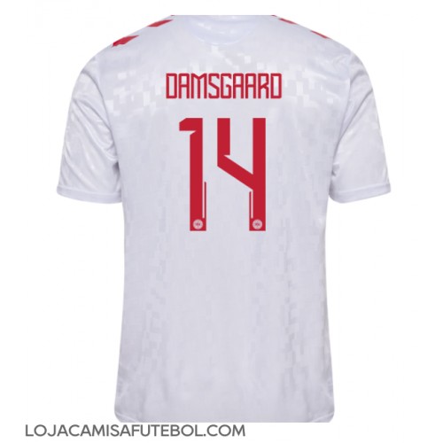 Camisa de Futebol Dinamarca Mikkel Damsgaard #14 Equipamento Secundário Europeu 2024 Manga Curta